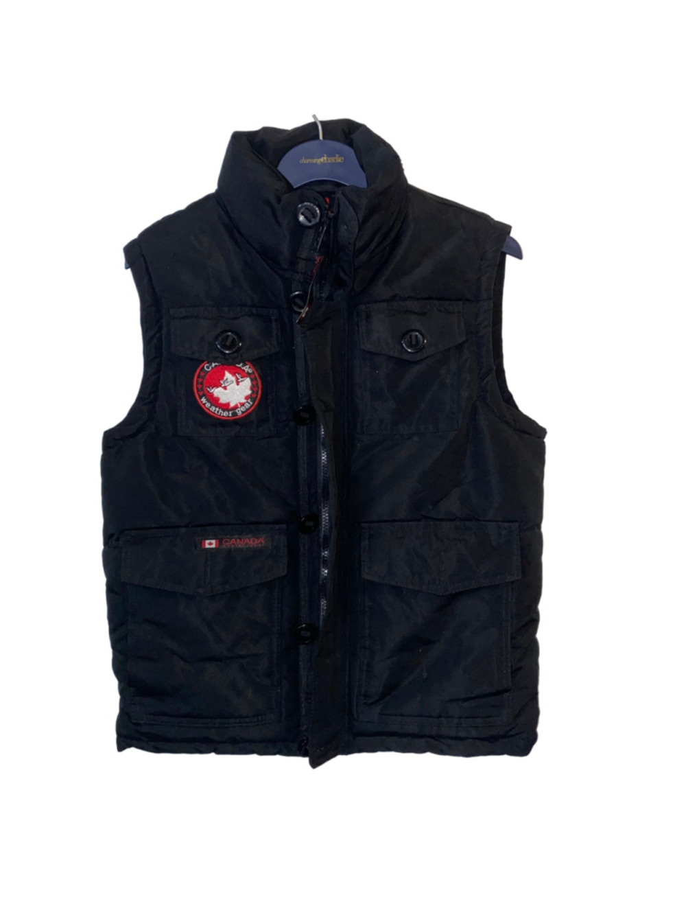 Boys Canada Weathergear Puffer Vest Size M 10/12 Black Red